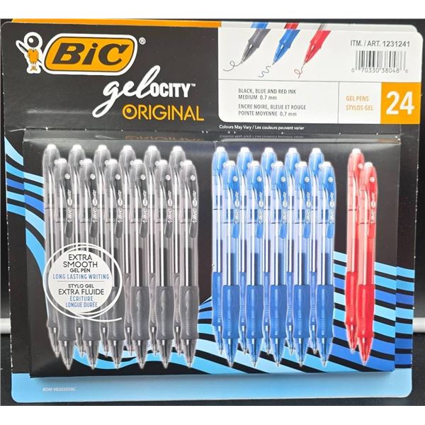 BIC Gel-ocity Original Gel Pens, 24-Count Assorted Colors