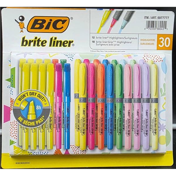 BIC Brite Liner Assorted Colors Highlighters Pack of 30