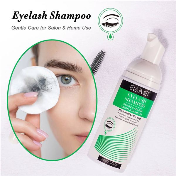 Elaimei Eyelash Shampoo, 50ml, Gentle Care for Salon & Home Use