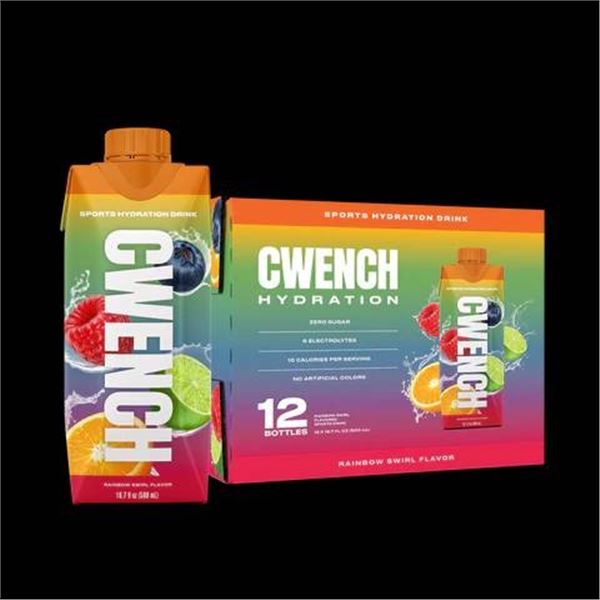Cwench Hydration Sports Drink, Rainbow Swirl Flavor, 8 x 500ml