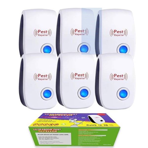 Ultrasonic Pest Repeller 6-Pack With Multifunction Features