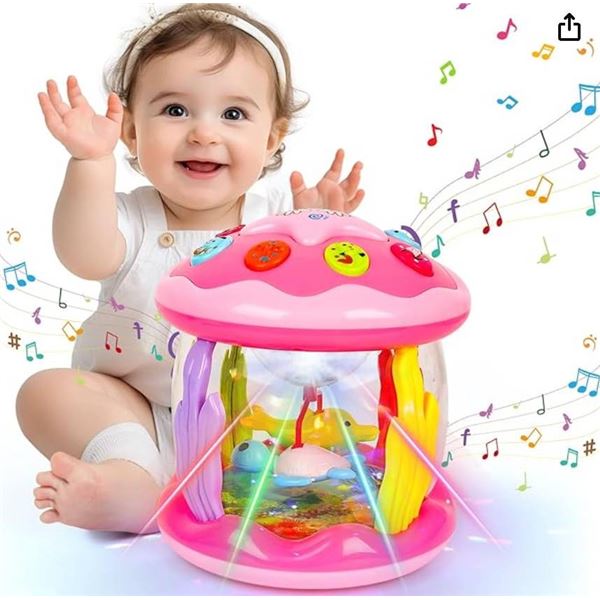 Rotating Party Music Lights Baby Toy with Animal Features for Ages 6 Months and Up