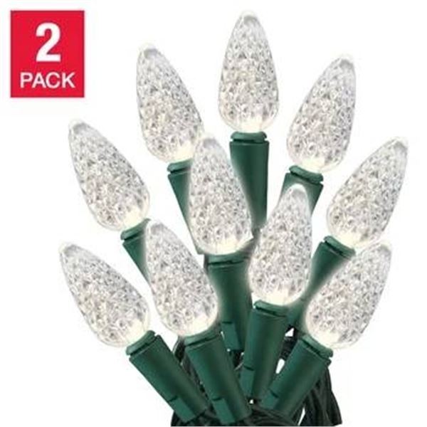 Sylvania Stay-Lit 100 LED C9 Lights Pure White 2 Sets of 50