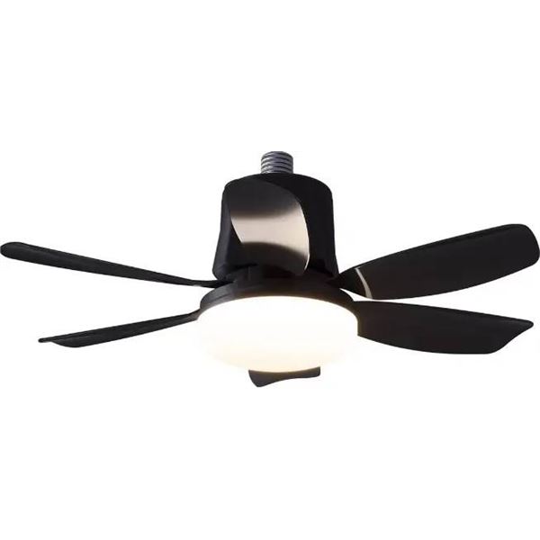 Anarex LED Socket Fan Light, 6-Blade Design, Black