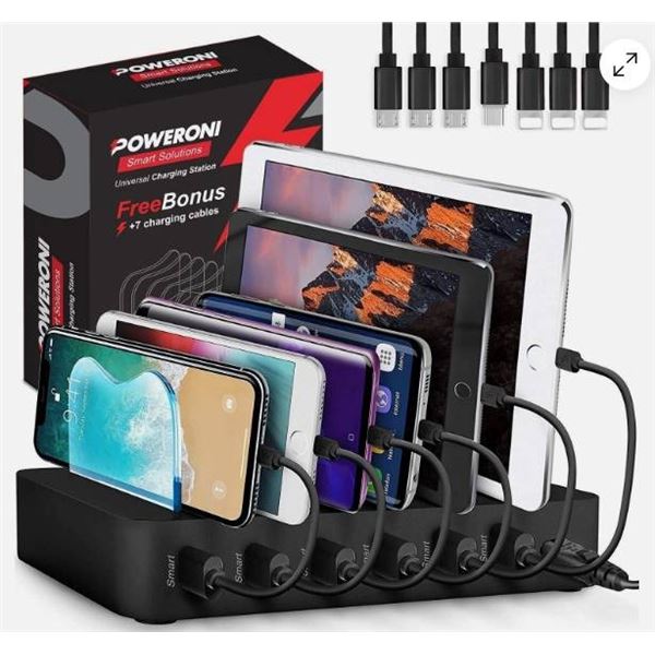 Poweroni PC5B-10B Universal Charging Station with Multiple USB Ports