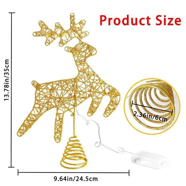 Sixval Christmas Tree Topper Star and Reindeer Decoration