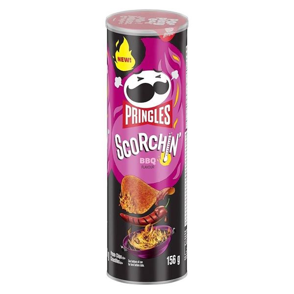 Pringles Scorchin’ Medium BBQ Chips 12 x 150g Cylinder