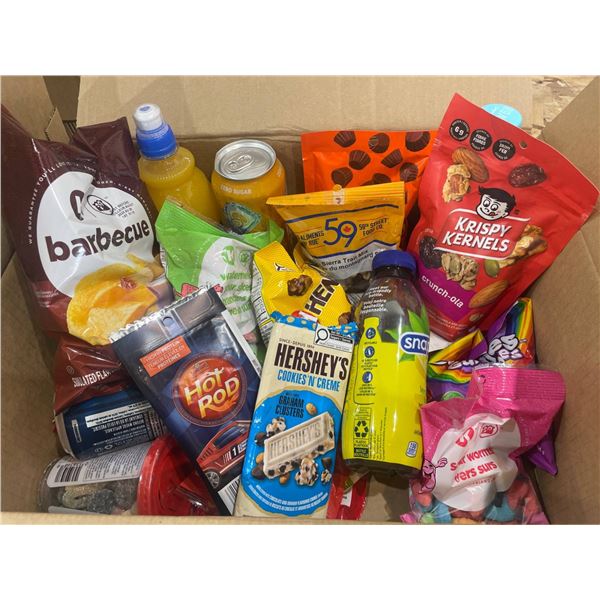 Snack Items Including Candy, Beverages, and Treats