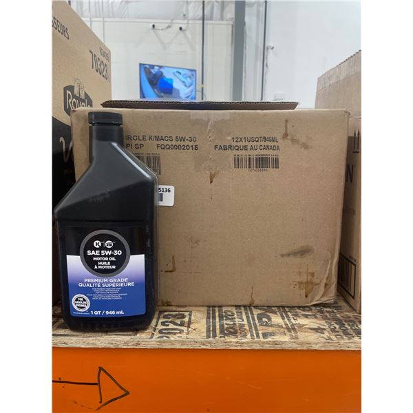 Kirkland SAE 5W-30 Motor Oil, 1 Qt (946 mL), Case of 12