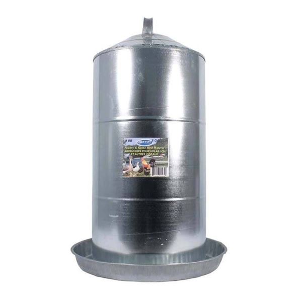 AM-Tuff 8 Gallon Poultry & Game Bird Waterer, Galvanized Metal Construction