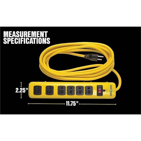 Yellow Jacket 15 ft 6-Outlet Power Strip with Overload Protection