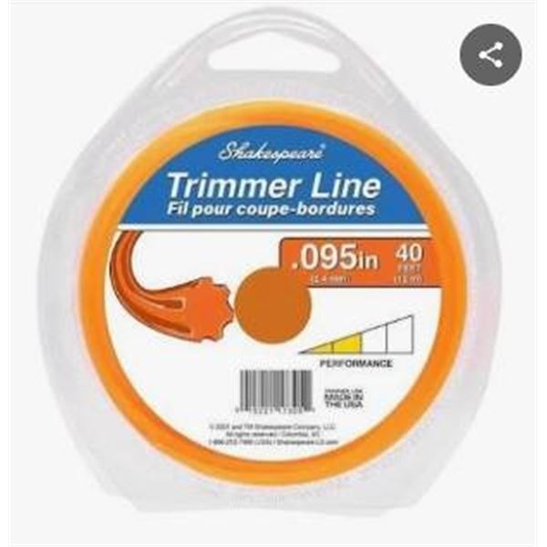 3 Shakespeare Trimmer Line Spools, 0.095 Inch, 40 Feet Each