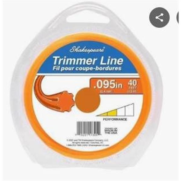 3 Shakespeare Trimmer Line Spools, 0.095 Inch, 40 Feet Each