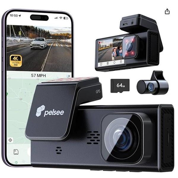 Type S Dual View 4K Dash Cam Model T402 with AI Features and GPS