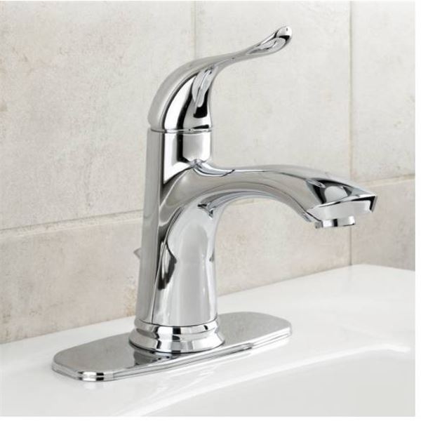Project Source Qino Bathroom Faucet with Deck Plate and Drain – Chrome