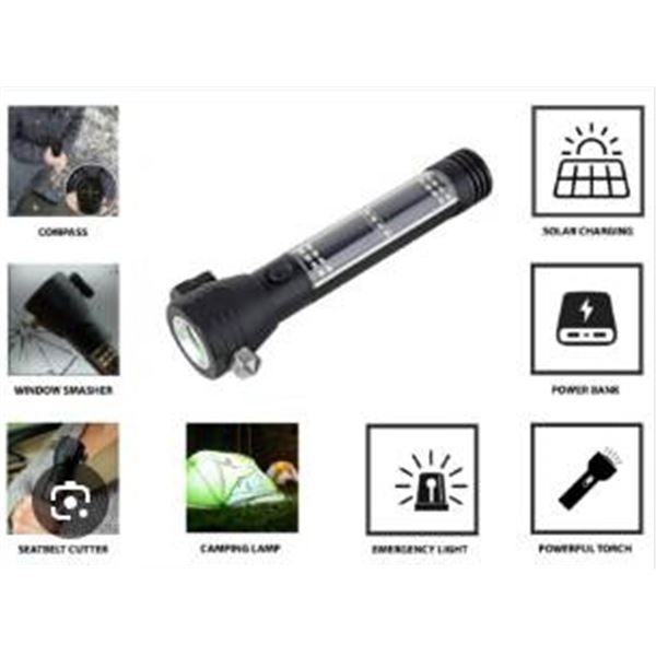 Ready Hour 9-in-1 Multi-Function LED Solar Rechargeable Flashlight