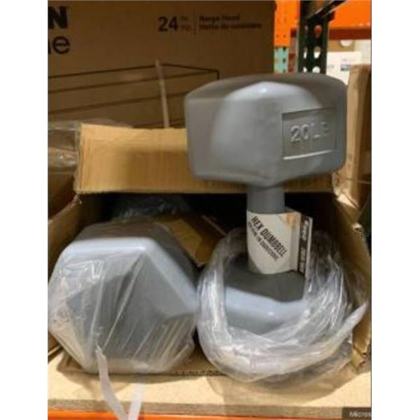 E360 Endurance Hex Rubber Dumbbell  20LB Set of 2
