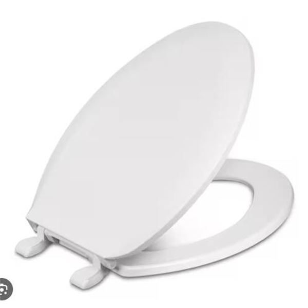 Centoco Elongated Toilet Seat – White, Antimicrobial, Adjustable Hinges