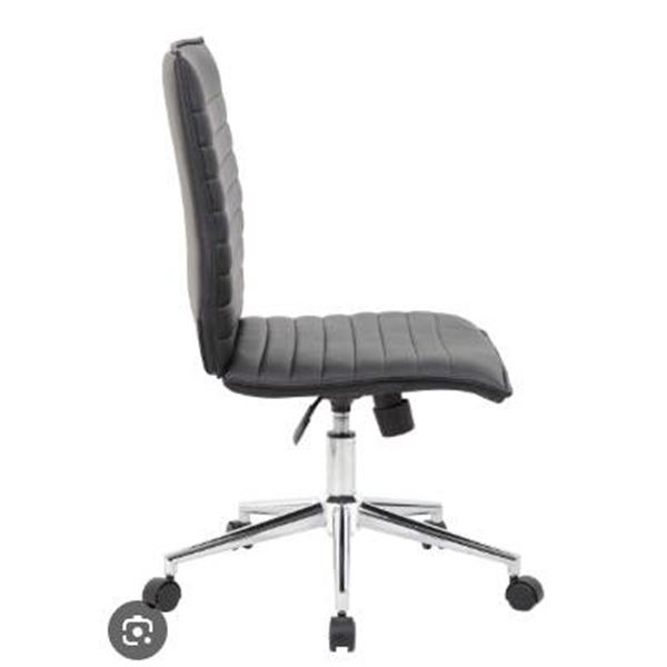 Black Upholstered Adjustable Office Chair with Chrome Base