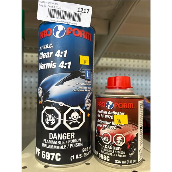 Pro Form PF 697C Clear 4:1 and PF 698C Medium Activator 2-Part Set