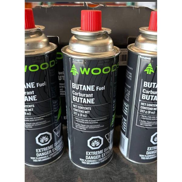 Woods Butane Fuel Lot of 3 Packages, (9 cans x 227g)