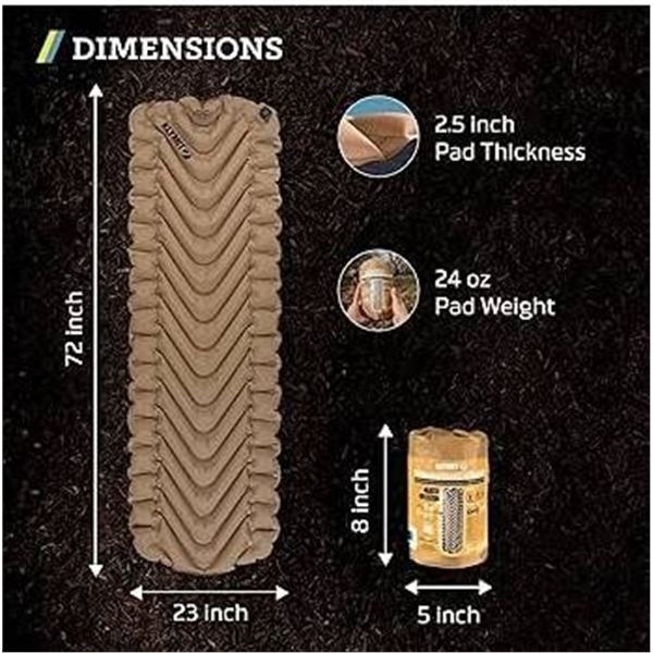 Klymit Static V Recon Lightweight Sleeping Pad, 72 x 23 Inches