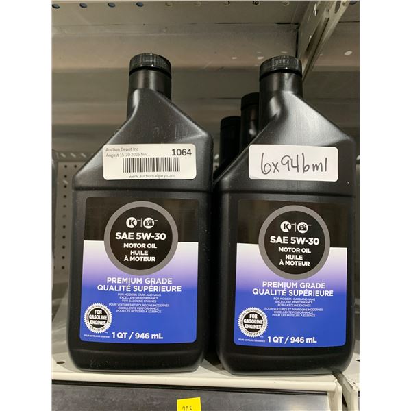 Lot of 6 Circle K SAE 5W-30 Motor Oil, 1 Quart (946 mL)