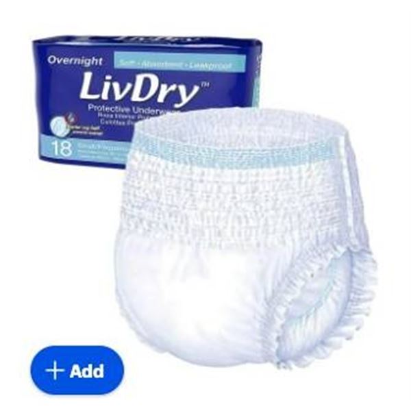 LivDry Protective Underwear Overnight Small 18 Pack