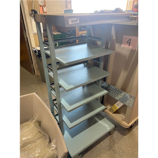 Five-Shelf Rolling Metal Cart Rack with Casters