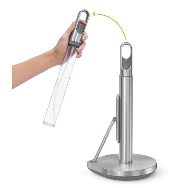 simplehuman Paper Towel Pump, Standing Paper Towel Holder with Spray Bottle, Brushed Stainless Steel