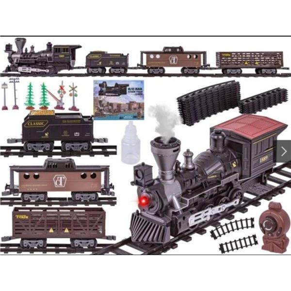 R/C Rail Steam Train Set with 2.4GHz Remote Control for Ages 3 and Up