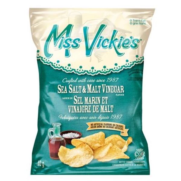 Miss Vickie’s Sea Salt & Malt Vinegar Flavour Chips, 40 x 40 g Packets