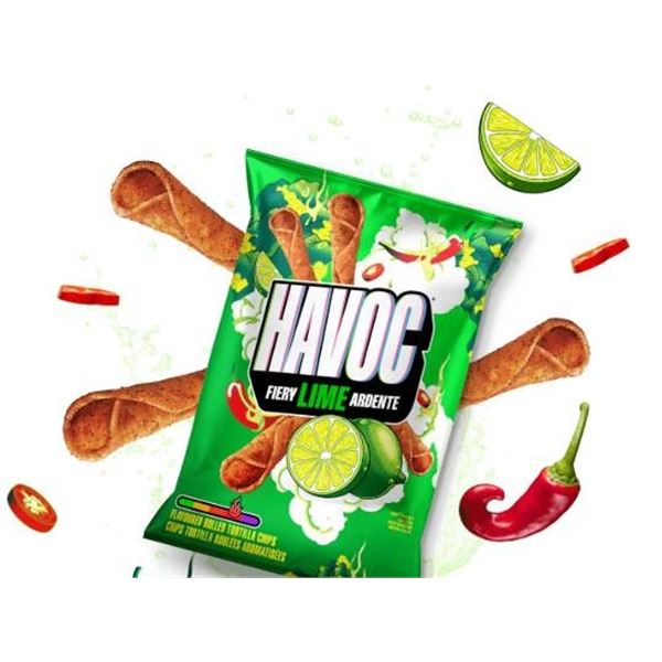 HAVOC Fiery Lime Flavoured Rolled Tortilla Chips Snack Size