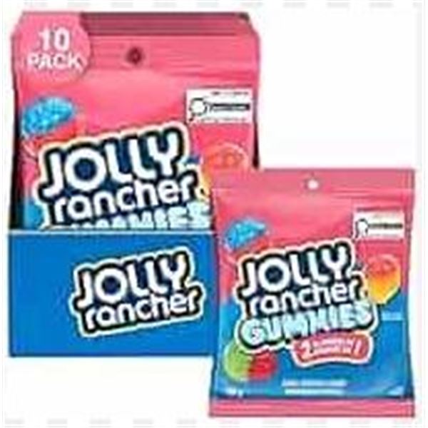 Lot of 10 Jolly Rancher Gummies 182g Each – 2 Flavours Per Pack