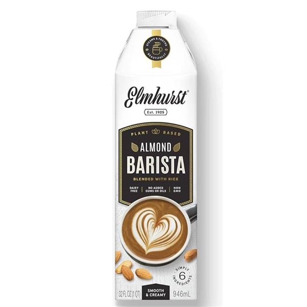 Elmhurst Almond Barista Plant-Based Beverage, 6 Cartons of 946 mL Each