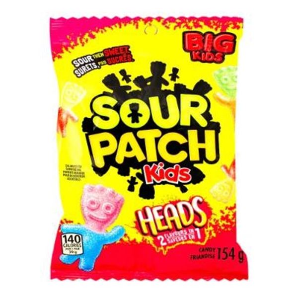 Sour Patch Kids Heads 154g Bags – Quantity of 12