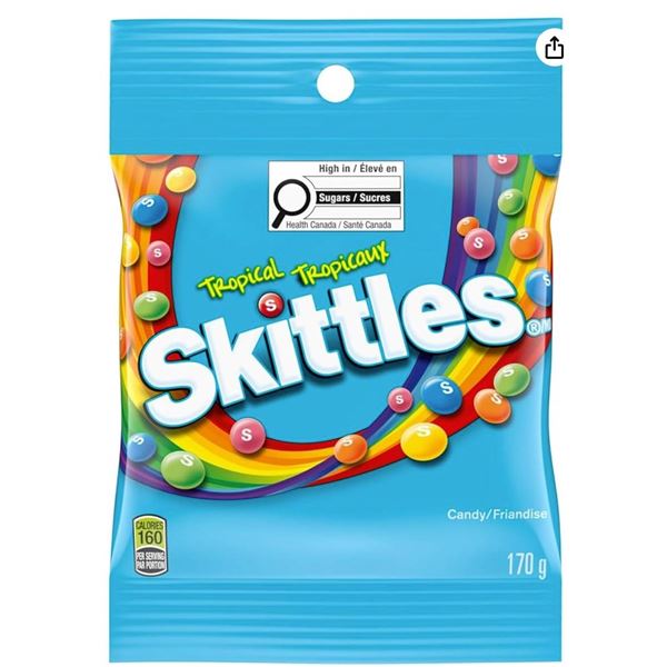 Skittles Tropical 170g Pack, Case of 12 Units