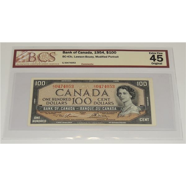 #2 BCS EF45 Graded 1954 Canada $100 Dollar Bill