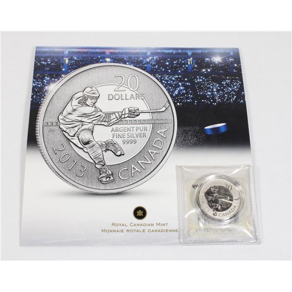 #54 2013 CANADIAN $20 DOLLAR SILVER COIN HOCKEY