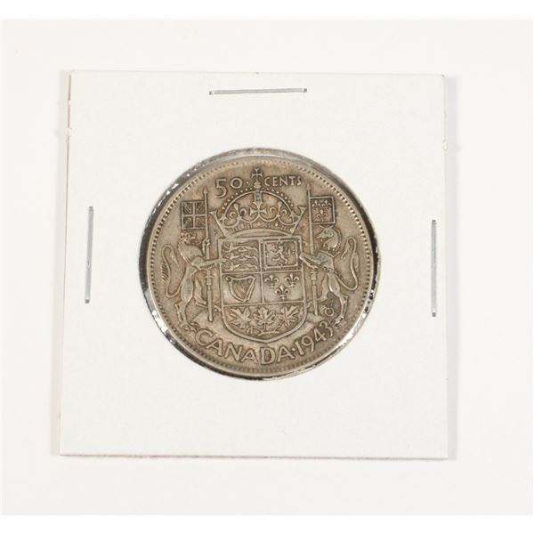 #55 WW2 1943 CANADA FIFTY CENTS SILVER COIN
