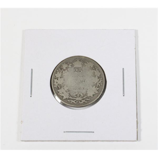 #58 1930 CANADA 25 CENTS QUARTER SILVER COIN
