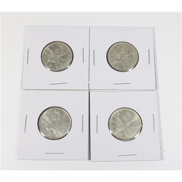 #60 1968 25 CENTS CANADA SILVER COIN LOT OF 4