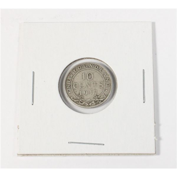 #62 1917 NEWFOUNDLAND 10 CENTS COIN SILVER WW1