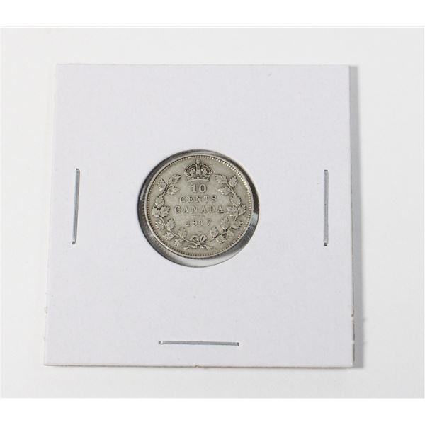#66 WW1 1917 10 CENTS CANADA SILVER COIN