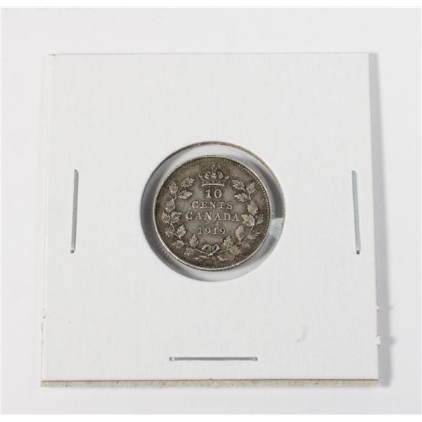 #67 1919 10 CENTS CANADA SILVER COIN KING GEORGE V