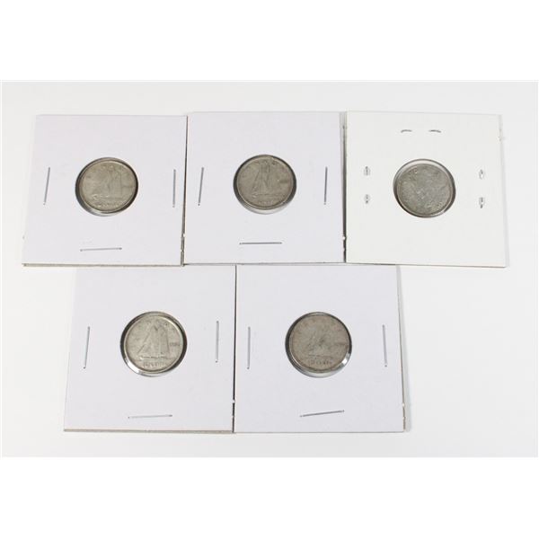 #73 1950 TO 1954 10 CENT SILVER DIMES CANADA LOT