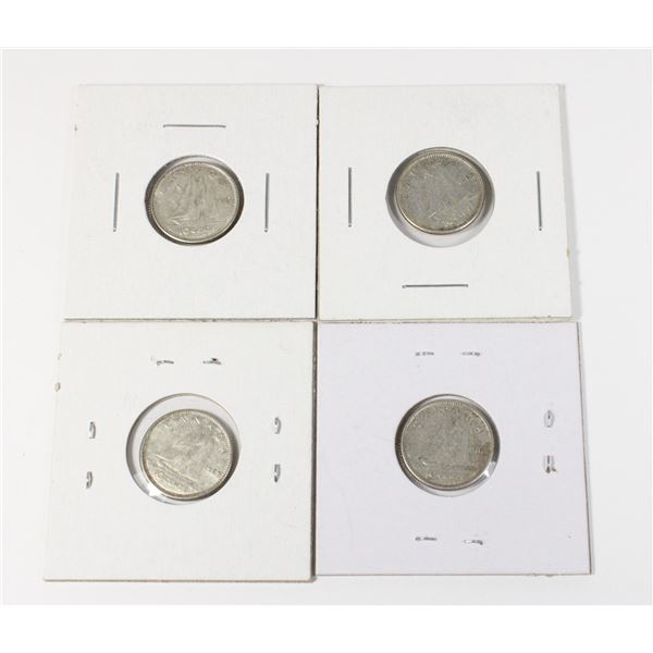 #76 1961 TO 1964 10 CENT SILVER DIMES CANADA LOT