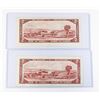 Image 2 : #92 1954 CANADA $2 TWO DOLLAR BILL LOT OF 2