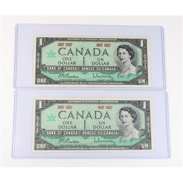 #94 LOT 1967 CANADA ONE DOLLAR BILLS CENTENNIAL
