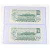 Image 2 : #95 LOT 2 1973 CANADA ONE DOLLAR BILLS SEQUENTIAL